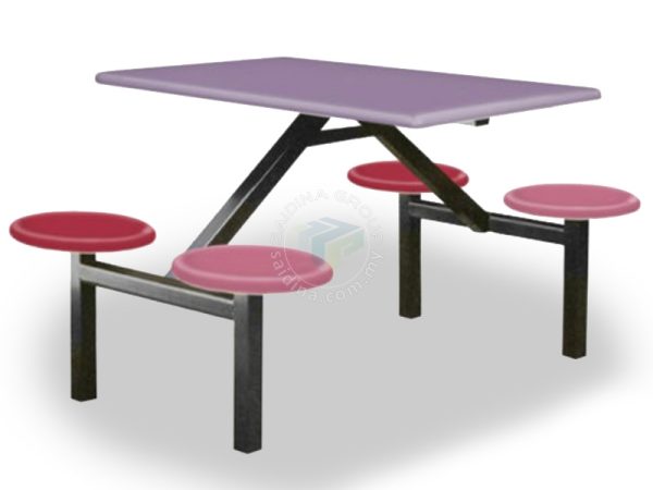 Meja Restoran (Fiber glass) / Medan Selera 4 tempat duduk | Food Court Tables c/w 4 seaters attached | SGT-FG4R / 404 (B1)