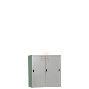 low steel cabinet with sliding door