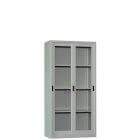 steel cabinet with glass sliding door