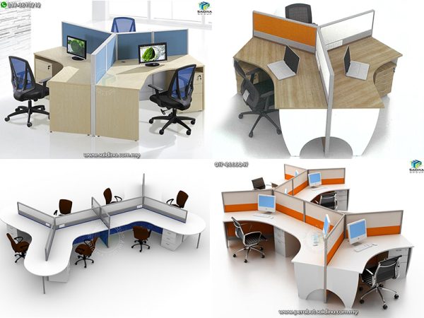 Workstation c/w 120 degree shape table