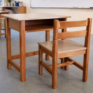 set meja dan kerusi kayu sekolah rendah
