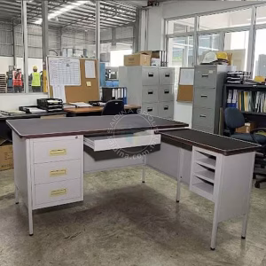 L-shaped Steel Desk