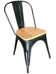 Kerusi Tolix + tempat duduk Kayu | Troika Chair c/w Wooden Seat