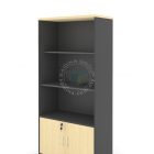 book shelf and glass door cabinet